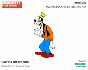 Waving - Disney's Goofy - Embroidery Design in 3 sizes & 8 formats
