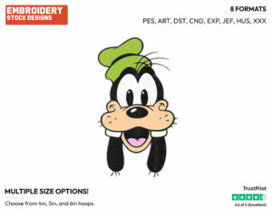 Goofy's Face - Disney's Goofy - Embroidery Design in 3 sizes & 8 formats