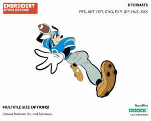 Throwing Football - Disney's Goofy - Embroidery Design in 3 sizes & 8 formats