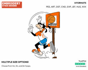 Playing Basketball - Disney's Goofy - Embroidery Design in 3 sizes & 8 formats