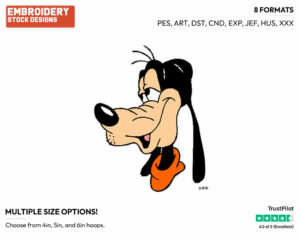 Goofy's Face - Disney's Goofy - Embroidery Design in 3 sizes & 8 formats