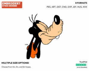 Goofy's Face - Disney's Goofy - Embroidery Design in 3 sizes & 8 formats