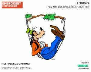Resting In Hamac - Disney's Goofy - Embroidery Design in 3 sizes & 8 formats