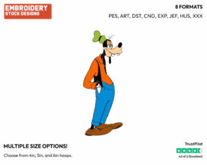 Standing - Disney's Goofy - Embroidery Design in 3 sizes & 8 formats