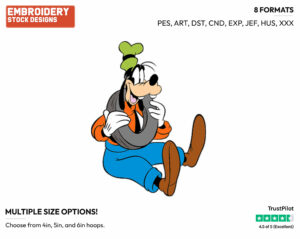Wearing A Tire Around His Neck - Disney's Goofy - Embroidery Design in 3 sizes & 8 formats