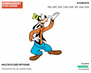 Goofy - Disney's Goofy - Embroidery Design in 3 sizes & 8 formats