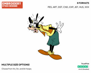 Horrified Goofy - Disney's Goofy - Embroidery Design in 3 sizes & 8 formats