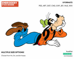 Relaxed Goofy - Disney's Goofy - Embroidery Design in 3 sizes & 8 formats