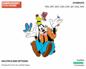 Goofy, Butterflies - Disney's Goofy - Embroidery Design in 3 sizes & 8 formats