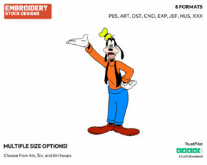 Goofy Holding Arm Out - Disney's Goofy - Embroidery Design in 3 sizes & 8 formats