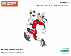 Playing Soccer - Disney's Goofy - Embroidery Design in 3 sizes & 8 formats