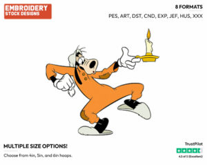 Tiptoeing At Night - Disney's Goofy - Embroidery Design in 3 sizes & 8 formats