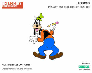 Holding Pencil - Disney's Goofy - Embroidery Design in 3 sizes & 8 formats