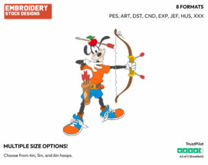 Goofy The Archer - Disney's Goofy - Embroidery Design in 3 sizes & 8 formats