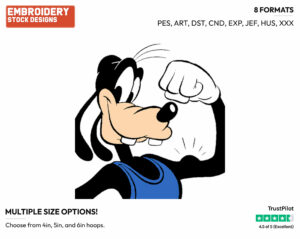 Flexing Muscle - Disney's Goofy - Embroidery Design in 3 sizes & 8 formats