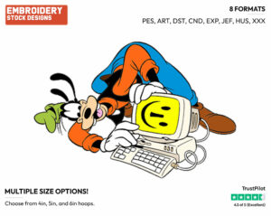 Goofy, Smiley Face Computer - Disney's Goofy - Embroidery Design in 3 sizes & 8 formats
