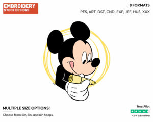 Mickey Mouse Drawing In Yellow - Disney's Mickey Mouse - Embroidery Design in 3 sizes & 8 formats