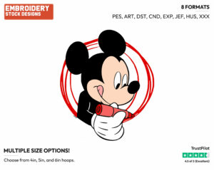 Mickey Mouse Drawing In Red - Disney's Mickey Mouse - Embroidery Design in 3 sizes & 8 formats