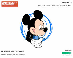 Mickey Mouse Drawing In Blue - Disney's Mickey Mouse - Embroidery Design in 3 sizes & 8 formats