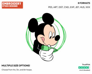 Mickey Mouse Drawing In Green - Disney's Mickey Mouse - Embroidery Design in 3 sizes & 8 formats