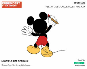 Mickey Mouse Painting - Disney's Mickey Mouse - Embroidery Design in 3 sizes & 8 formats