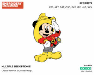 Firefighter Mickey Mouse - Disney's Mickey Mouse - Embroidery Design in 3 sizes & 8 formats