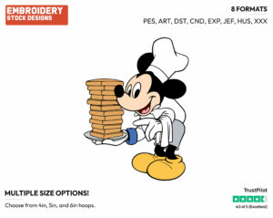 Chef Mickey Holding A Stack Of French Toast - Disney's Mickey Mouse - Embroidery Design in 3 sizes & 8 formats