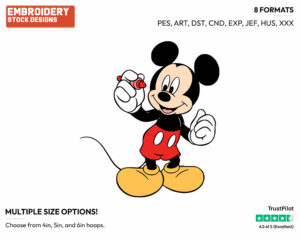 Holding A Crayon - Disney's Mickey Mouse - Embroidery Design in 3 sizes & 8 formats