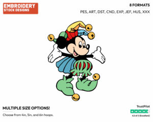 Jester Mickey - Disney's Mickey Mouse - Embroidery Design in 3 sizes & 8 formats