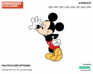 Leaning - Disney's Mickey Mouse - Embroidery Design in 3 sizes & 8 formats