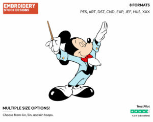 Conductor Mickey Mouse - Disney's Mickey Mouse - Embroidery Design in 3 sizes & 8 formats