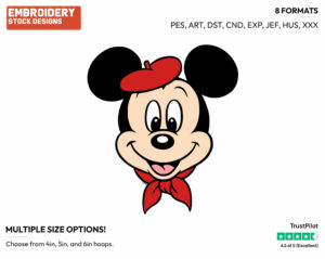 Wearing A Beret - Disney's Mickey Mouse - Embroidery Design in 3 sizes & 8 formats