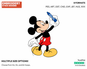 Holding A Crayon - Disney's Mickey Mouse - Embroidery Design in 3 sizes & 8 formats