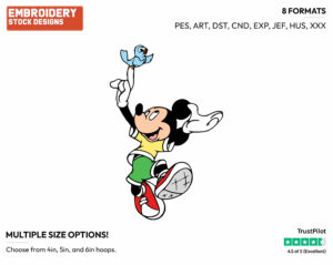 Mickey Mouse With A Bird On His Finger - Disney's Mickey Mouse - Embroidery Design in 3 sizes & 8 formats