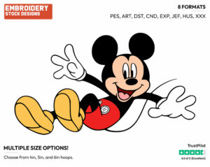 Jumping - Disney's Mickey Mouse - Embroidery Design in 3 sizes & 8 formats