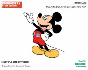 Smiling - Disney's Mickey Mouse - Embroidery Design in 3 sizes & 8 formats