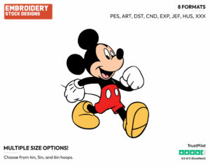 Walking - Disney's Mickey Mouse - Embroidery Design in 3 sizes & 8 formats