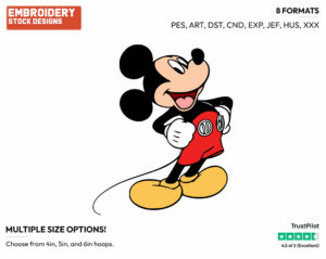 Standing Tall - Disney's Mickey Mouse - Embroidery Design in 3 sizes & 8 formats