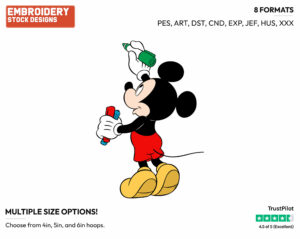Mickey Mouse Drawing With Markers - Disney's Mickey Mouse - Embroidery Design in 3 sizes & 8 formats