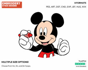 Mickey Mouse Drawing - Disney's Mickey Mouse - Embroidery Design in 3 sizes & 8 formats