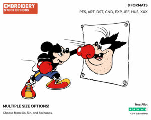 Mickey Mouse Boxing A Picture Of Pete - Disney's Mickey Mouse - Embroidery Design in 3 sizes & 8 formats