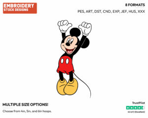 Mickey Mouse Hanging - Disney's Mickey Mouse - Embroidery Design in 3 sizes & 8 formats