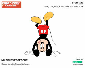 Mickey Mouse Standing On His Head - Disney's Mickey Mouse - Embroidery Design in 3 sizes & 8 formats