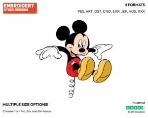 Mickey Mouse Bouncing On A Spring - Disney's Mickey Mouse - Embroidery Design in 3 sizes & 8 formats