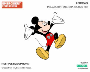 Cheering - Disney's Mickey Mouse - Embroidery Design in 3 sizes & 8 formats