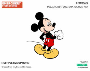 Mickey Mouse Back View - Disney's Mickey Mouse - Embroidery Design in 3 sizes & 8 formats