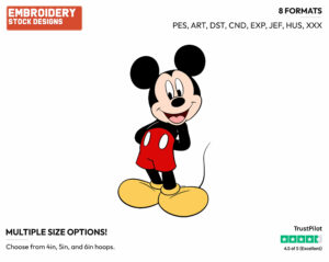 Standing With His Arms Behind His Back - Disney's Mickey Mouse - Embroidery Design in 3 sizes & 8 formats