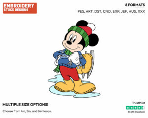 Posing With Skates - Disney's Mickey Mouse - Embroidery Design in 3 sizes & 8 formats