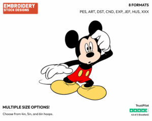 Mickey Is Lost - Disney's Mickey Mouse - Embroidery Design in 3 sizes & 8 formats