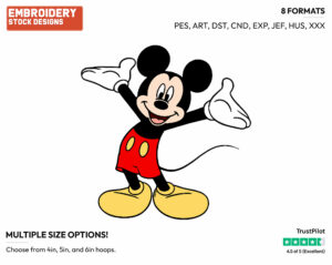Cheerful Mickey - Disney's Mickey Mouse - Embroidery Design in 3 sizes & 8 formats
